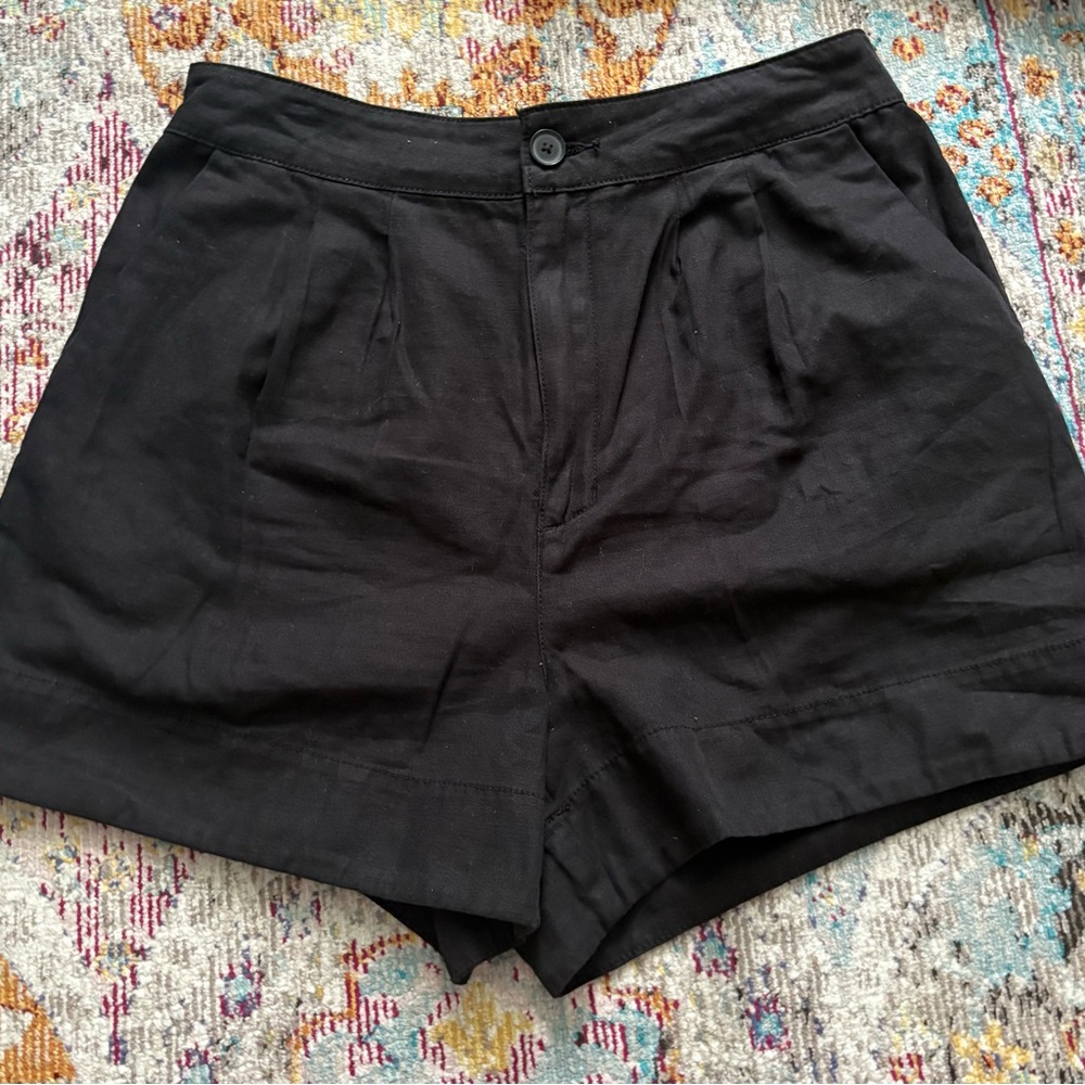 Joie High Waist Black Linen Women's Shorts